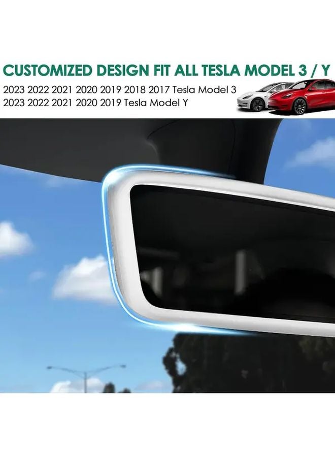Red Rear View Mirror Protector Frame And Center Console Decor For Tesla Model 3 Y - Image 4